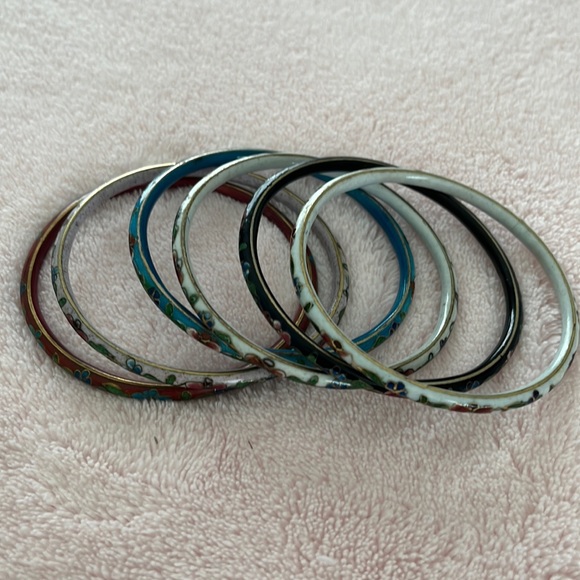 cloisonné set of 6 bangles 7” - Picture 3 of 4